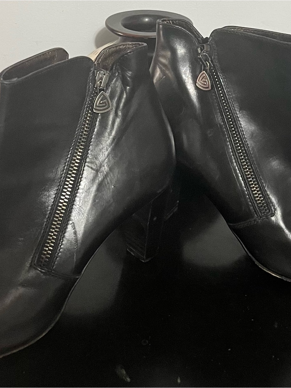 Italian Black Leather Zip Ankle Boots